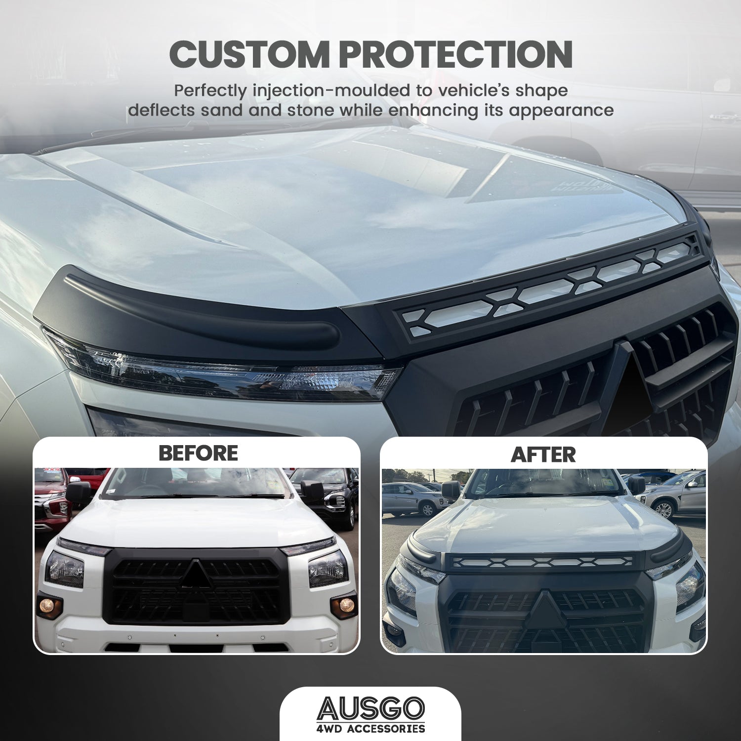 Injection Weather Shields + Bonnet Protector for Mitsubishi Triton MV Dual Cab 2024-Onwards