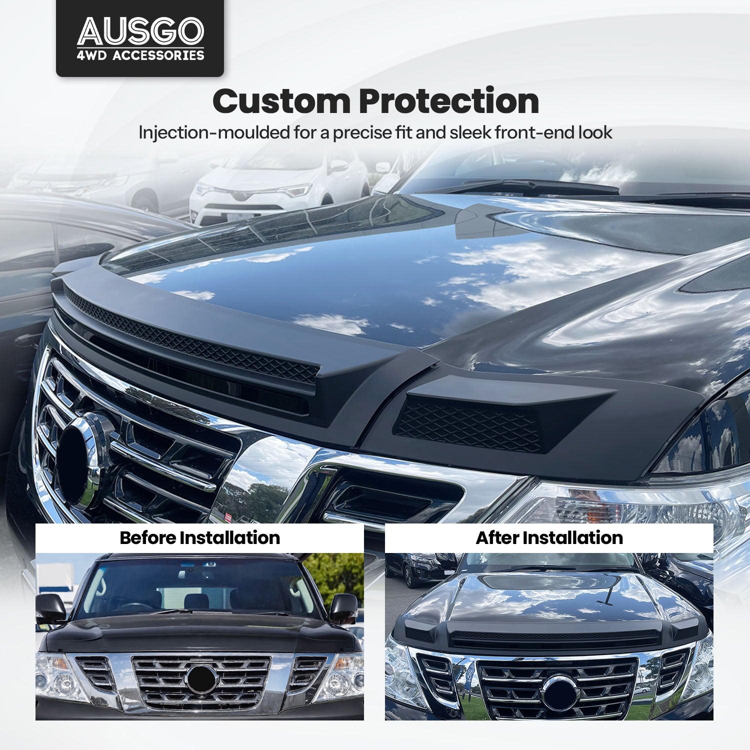 Wide Type Weather Shields + Bonnet Protector for Nissan Patrol Y62 2012-2019