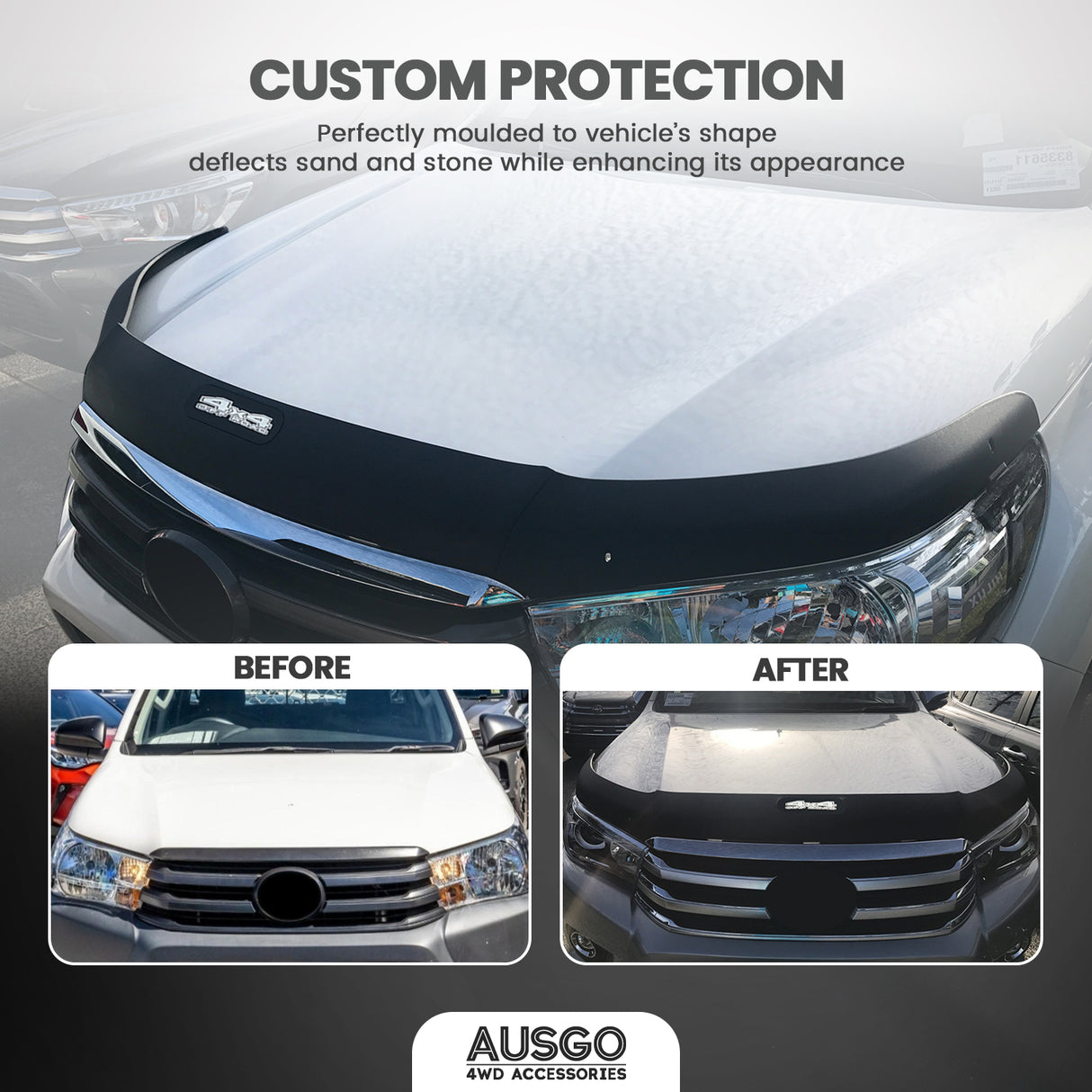 Injection Weather Shields + Bonnet Protector for Toyota Hilux Dual Cab 2015-2020