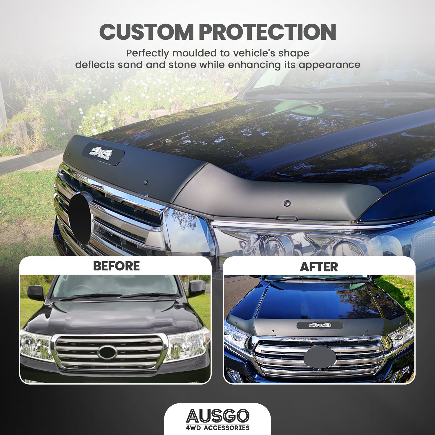 Weather Shields + Bonnet Protector for Toyota Land Cruiser 200 Series 2007-2015
