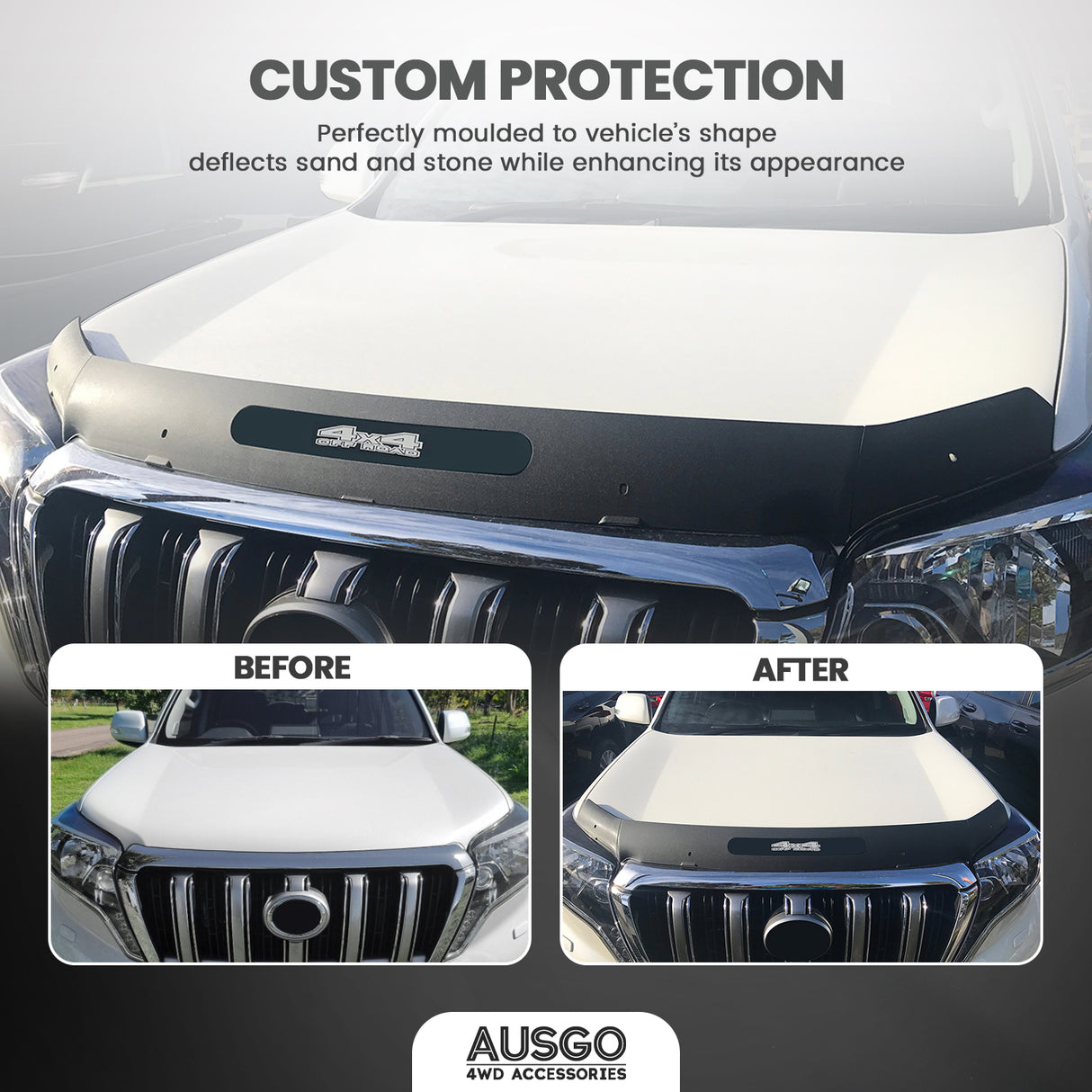 Injection Weather Shields + Bonnet Protector for Toyota Land Cruiser Prado 150 2013-2017
