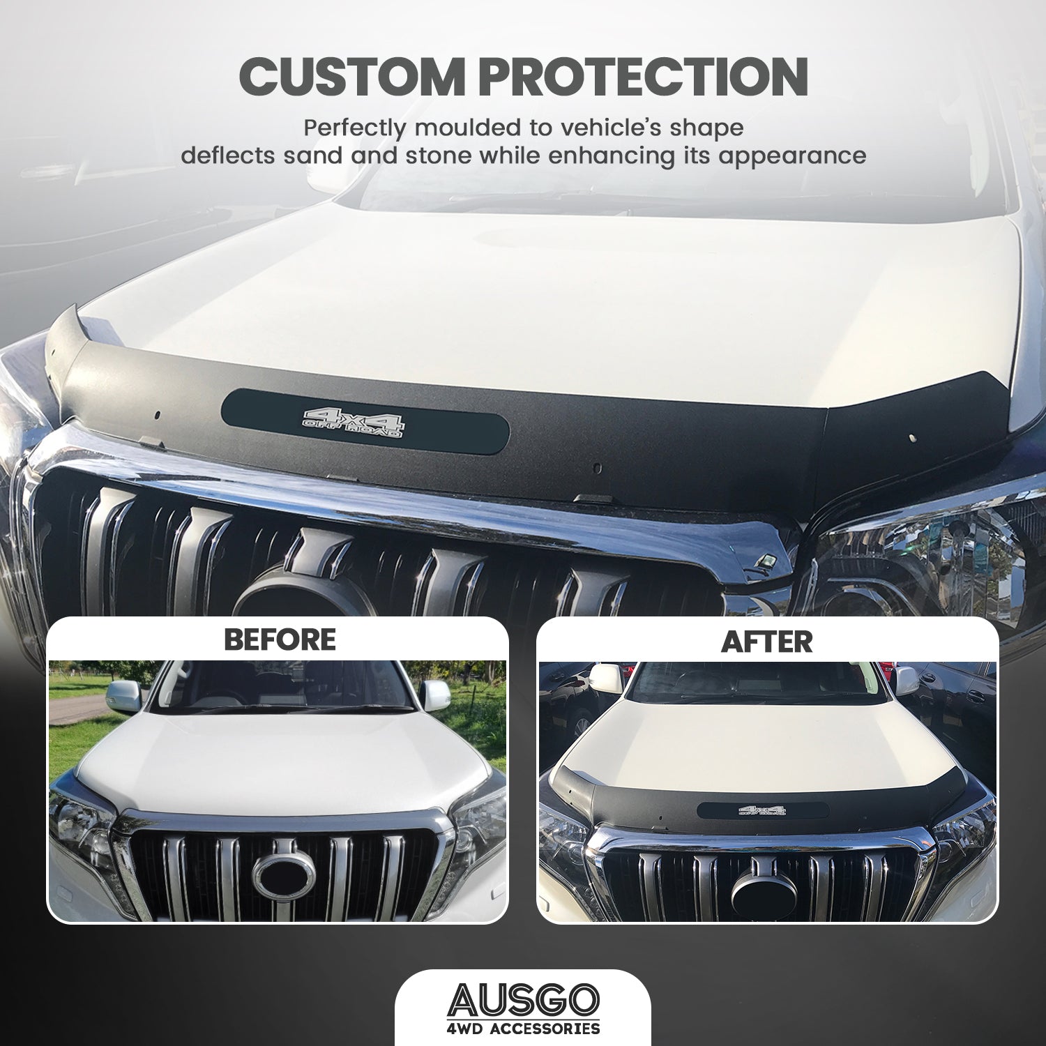 Injection Weather Shields + Bonnet Protector for Toyota Land Cruiser Prado 150 Series 2013-2017