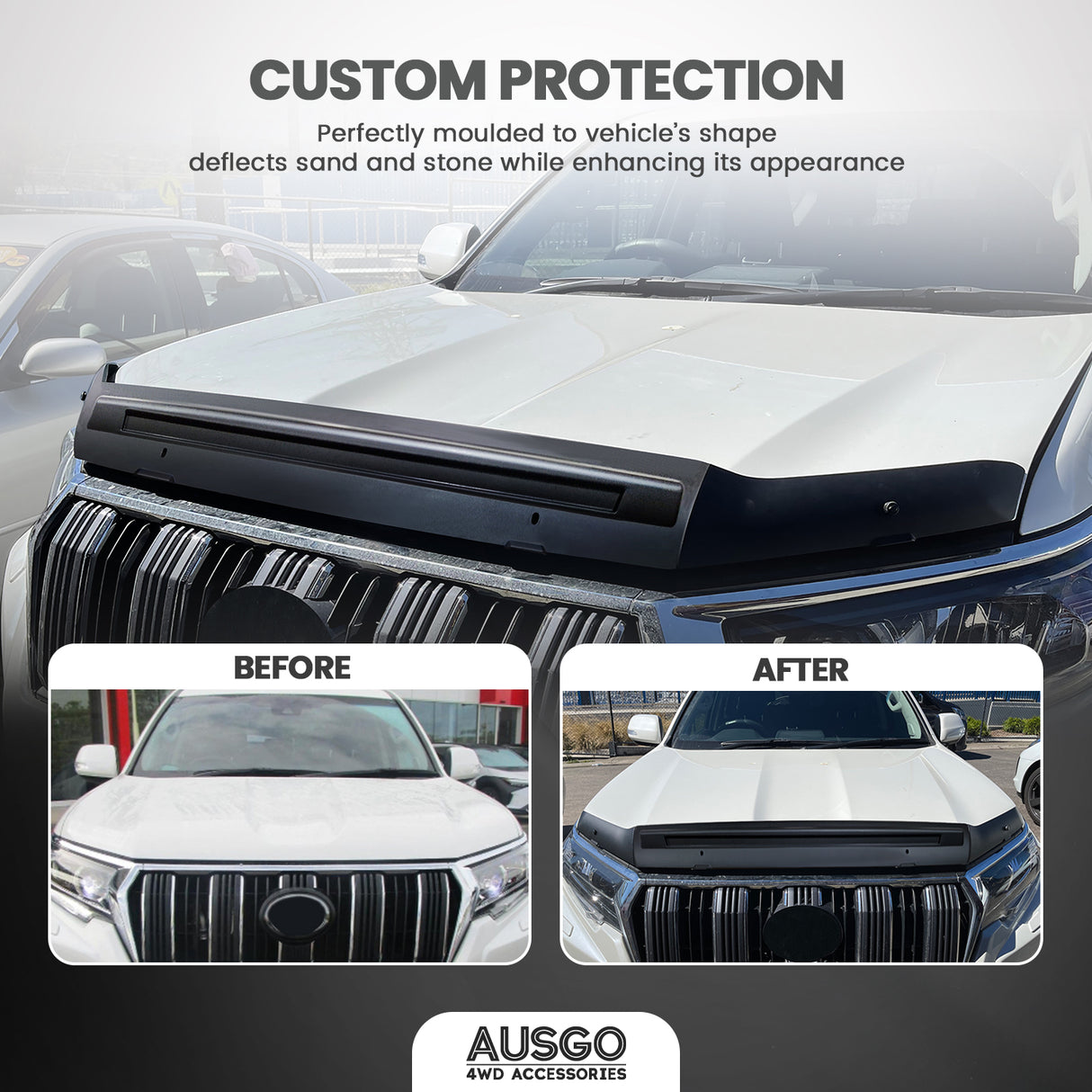 Injection Weather Shields + Bonnet Protector for Toyota Land Cruiser Prado 150 2018-2024