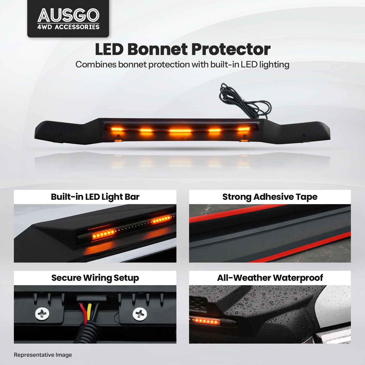 LED Bonnet Protector for Toyota LandCruiser 100 Series 1998-2007