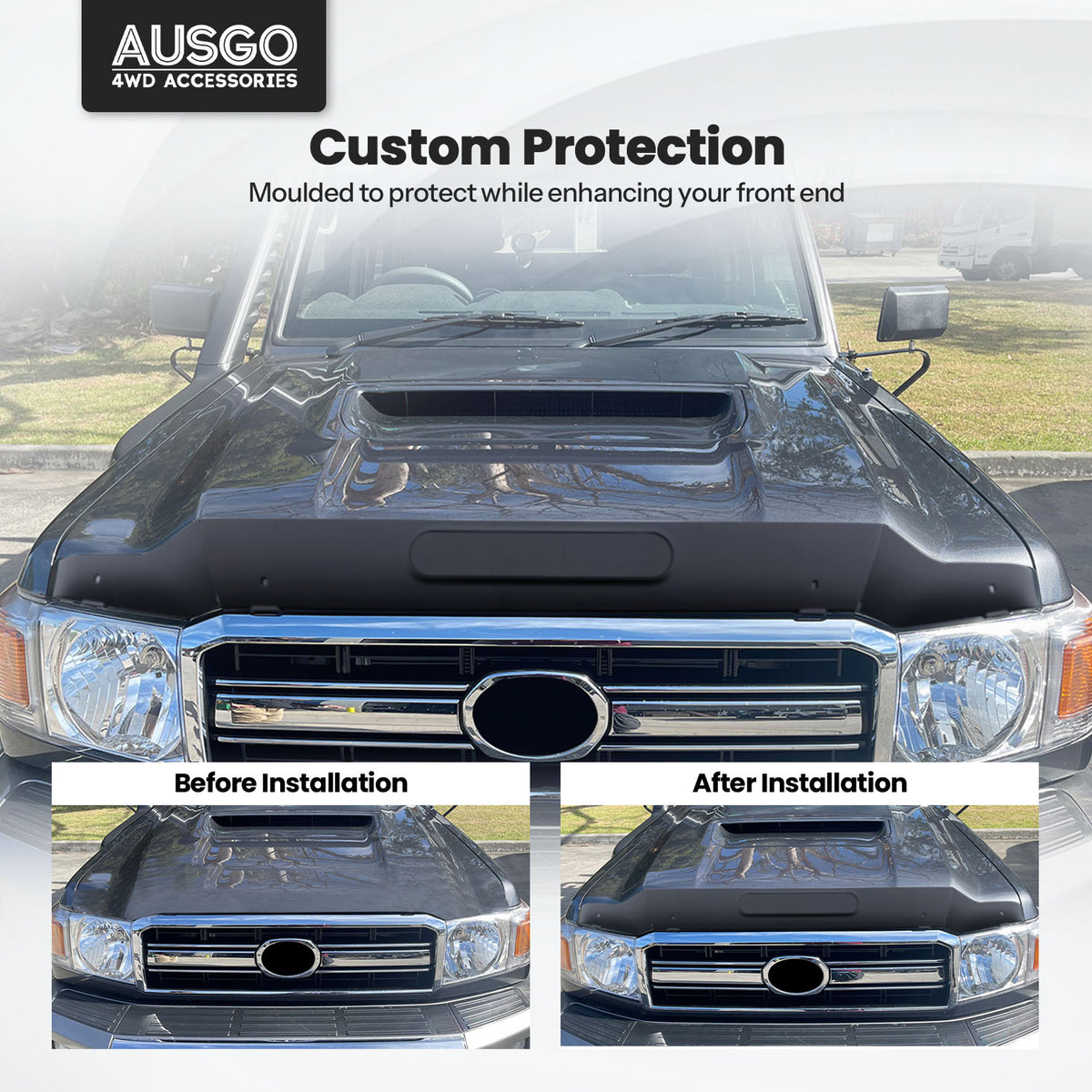 Weather Shields + Bonnet Protector Guard for Toyota LandCruiser 70 76 79 Series 2007-2023
