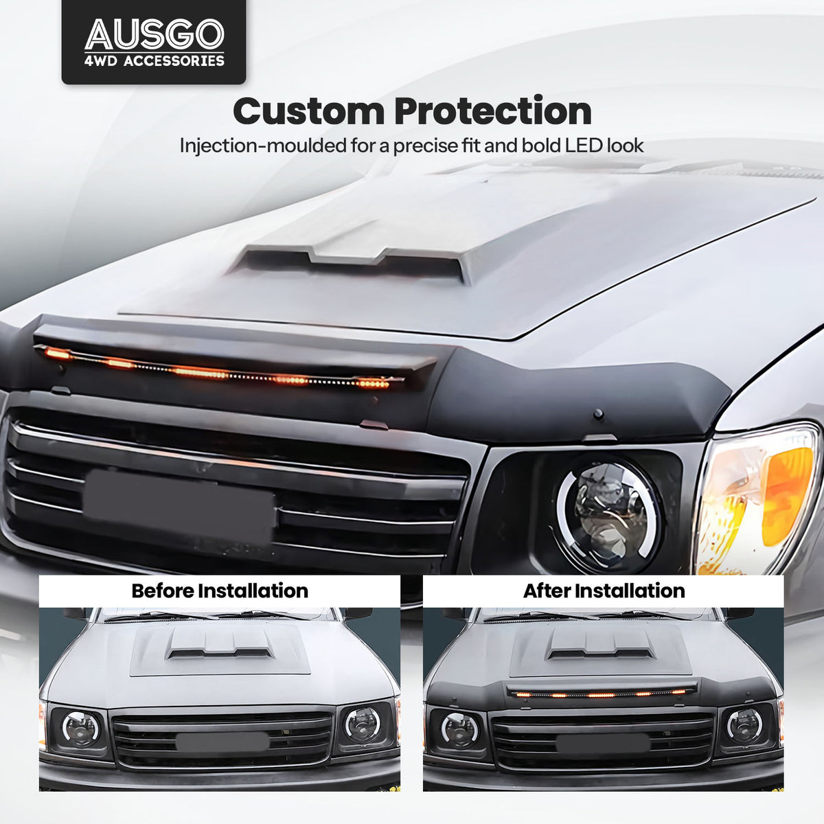 LED Bonnet Protector for Toyota LandCruiser 70 76 78 79 Series 2007-2023