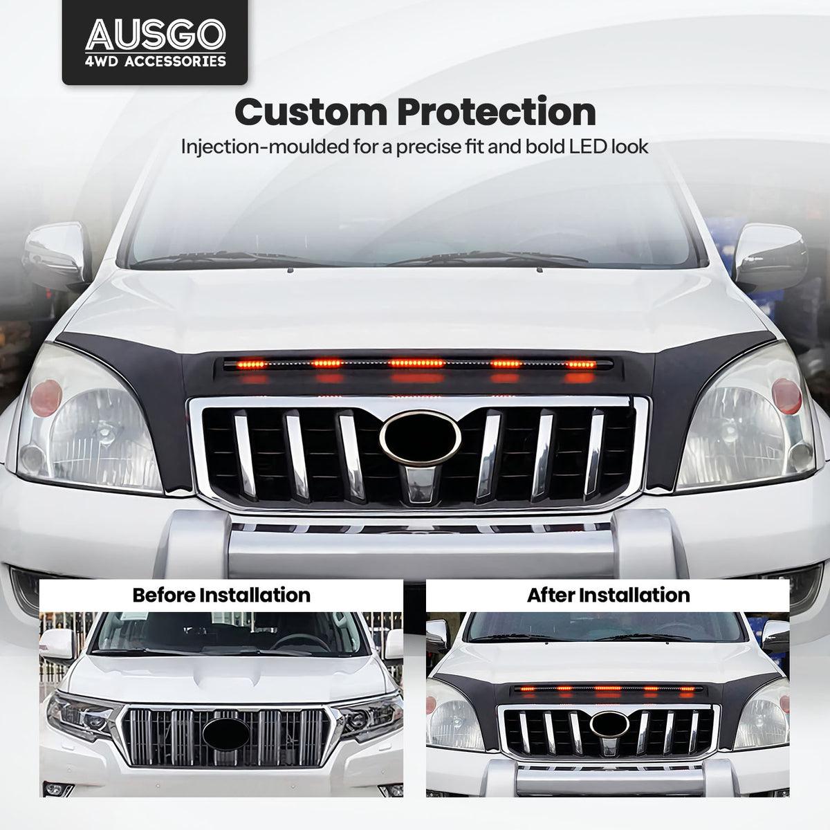 LED Bonnet Protector for Toyota LandCruiser Prado 120 Series 2003-2009