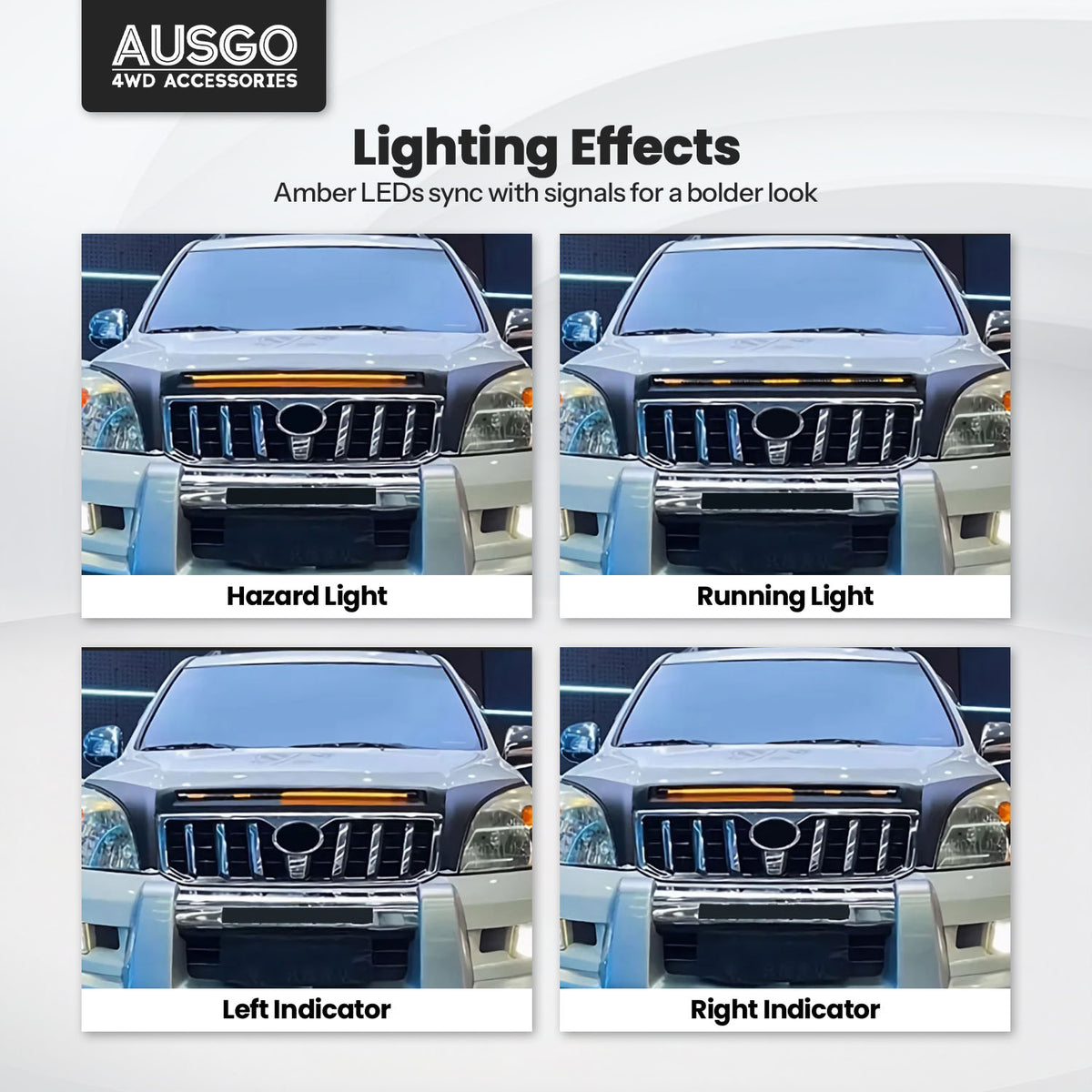 LED Bonnet Protector for Toyota LandCruiser Prado 120 Series 2003-2009