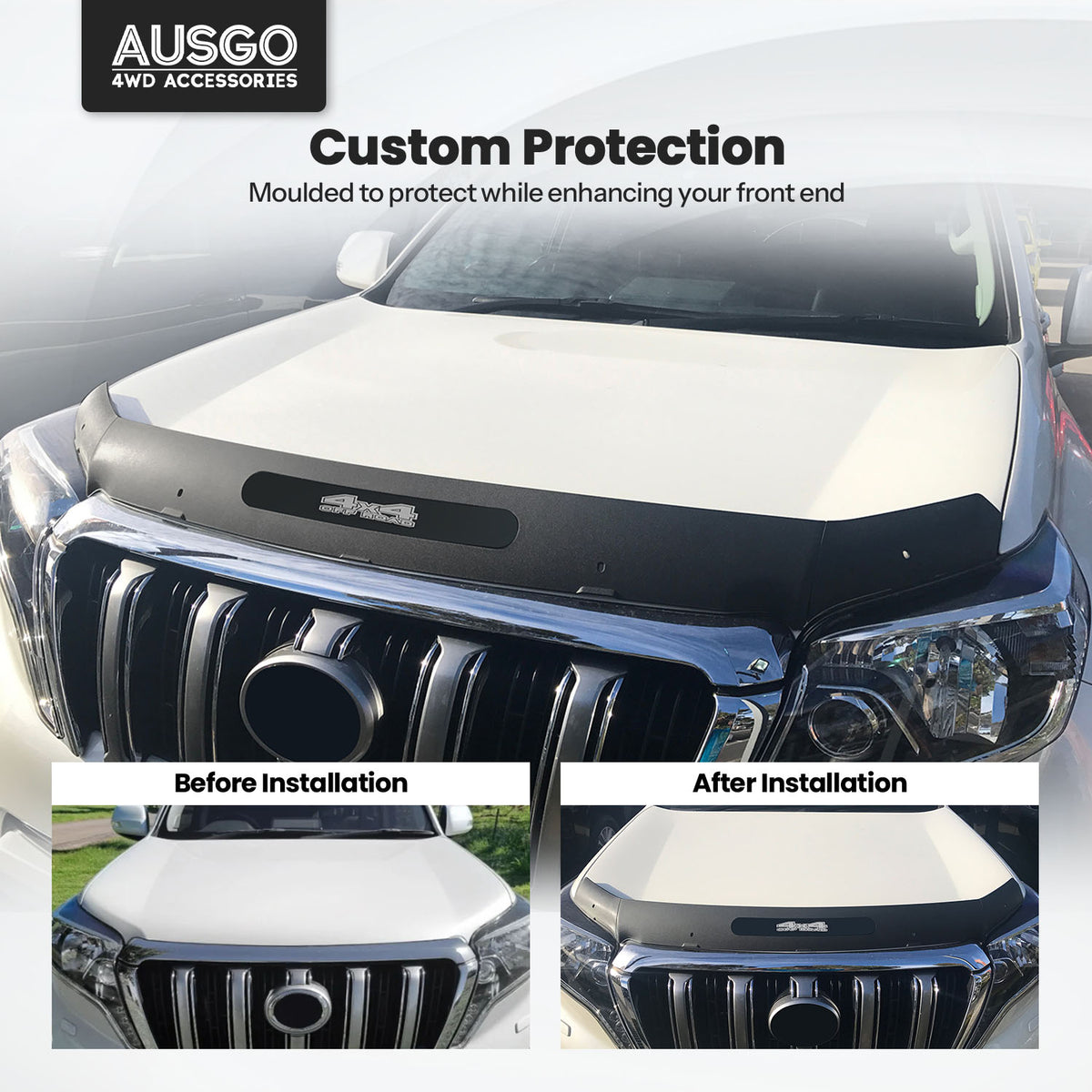 Luxury Weather Shields + Bonnet Protector for Toyota LandCruiser Prado 150 Series 2013-2017