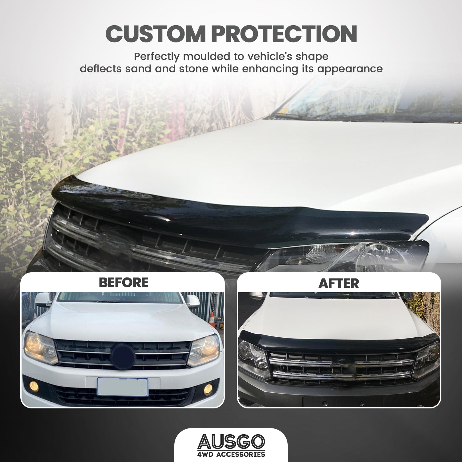 Luxury Weather Shields + Bonnet Protector for Volkswagen Amarok 2H Series Dual Cab 2009-2022
