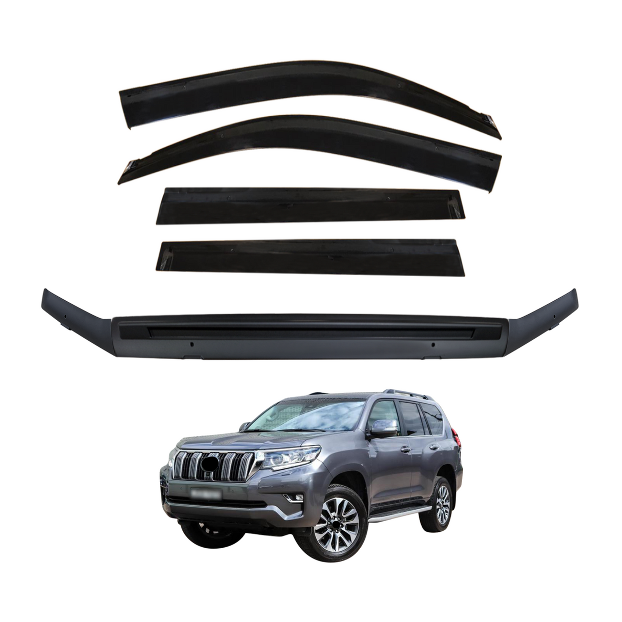 Injection Weather Shields + Bonnet Protector for Toyota Land Cruiser Prado 150 2018-2024