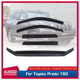 Stainless Trim Weather Shields + Bonnet Protector for Toyota Land Cruiser Prado 150 2018-2024