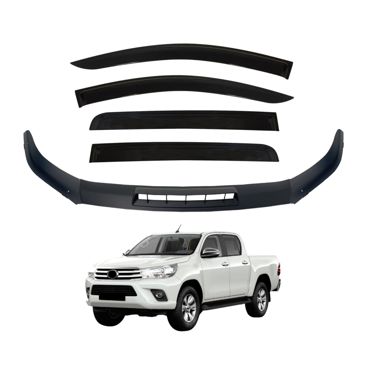 Injection Weather Shields + Bonnet Protector for Toyota Hilux Dual Cab 2015-2020