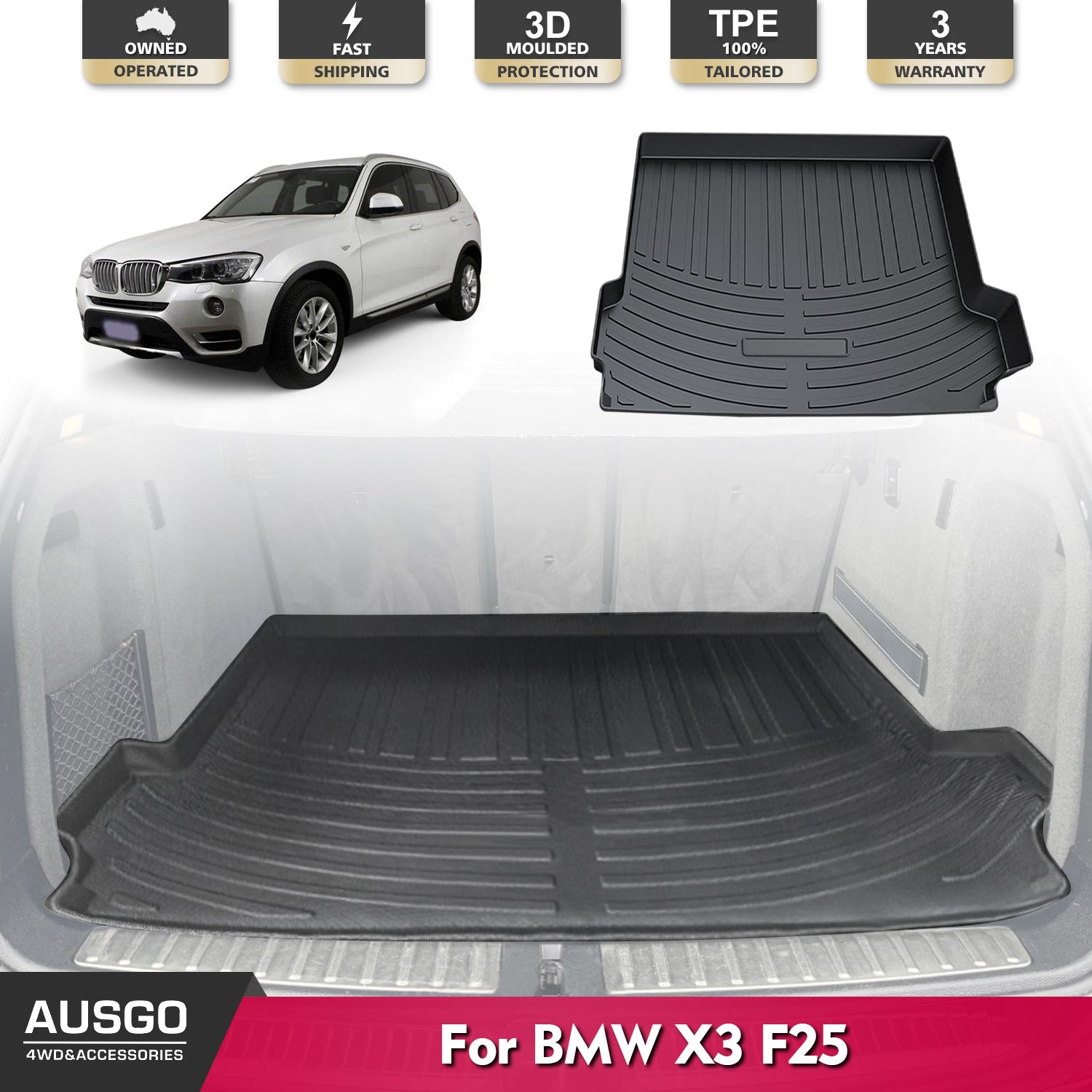 Boot Liner for BMW X3 F25 2011 2017 AUSGO 4X4 Accessories Pty LTD