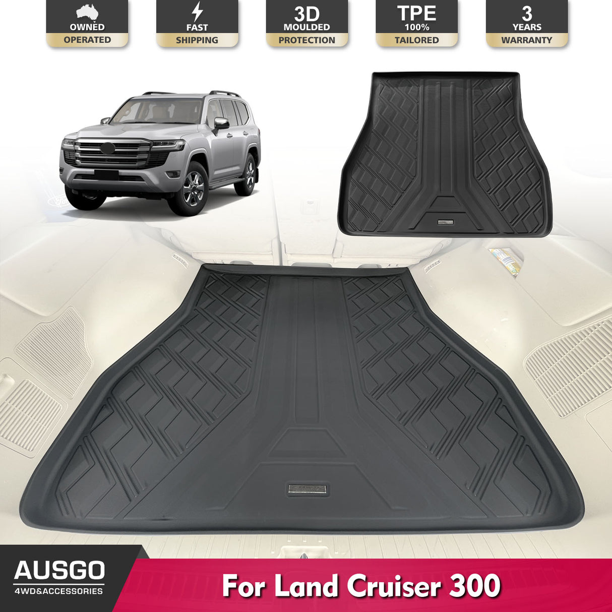 Boot Liner for Toyota LandCruiser 300 LC300 5 Seats 2021-Onwards