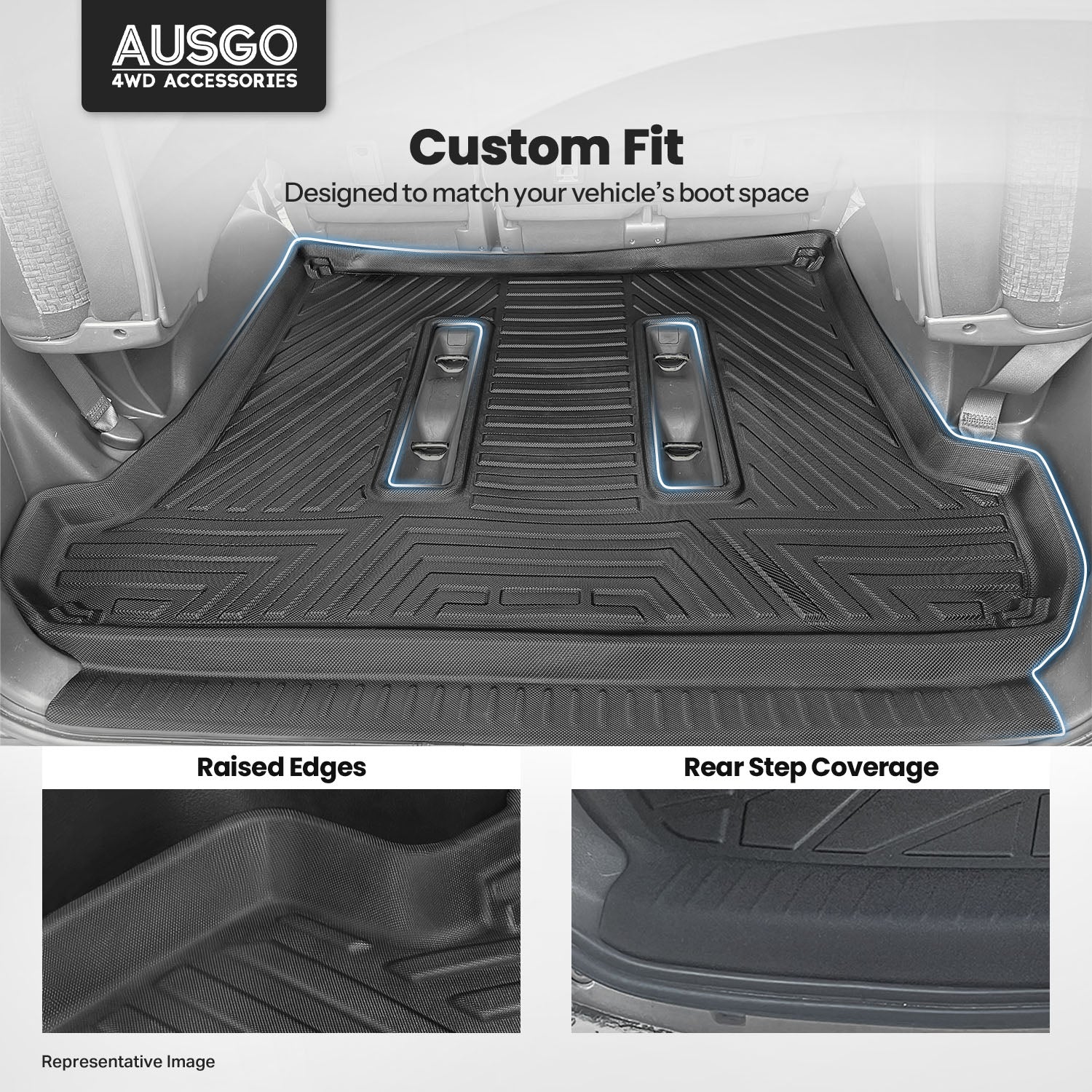 Boot Liner for Toyota Land Cruiser Prado 120 Series 2003-2009 | Inner Rear Step Panel  Coverage