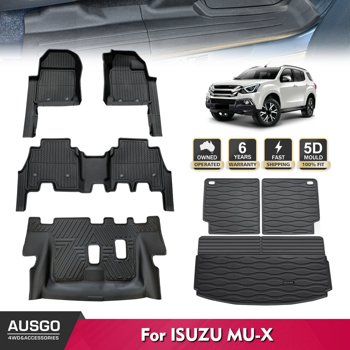 7D Injection Floor Mats for ISUZU MU-X MUX 2021-Onwards