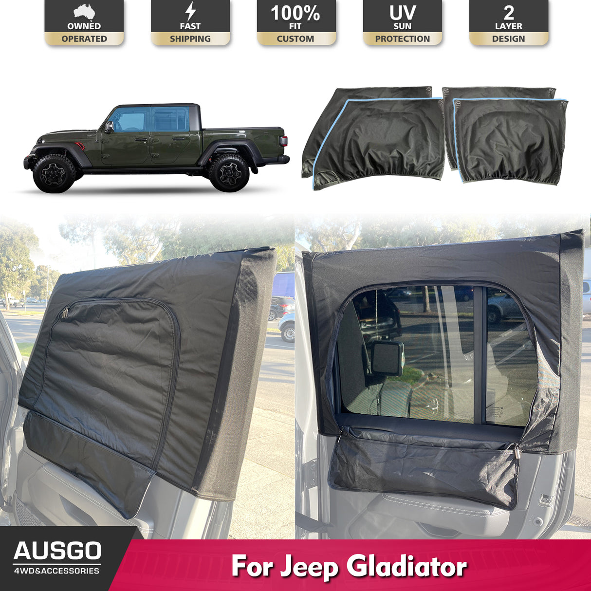 Car Window Sox Sun Shade for Jeep Gladiator 2020-Onwards 4PCS
