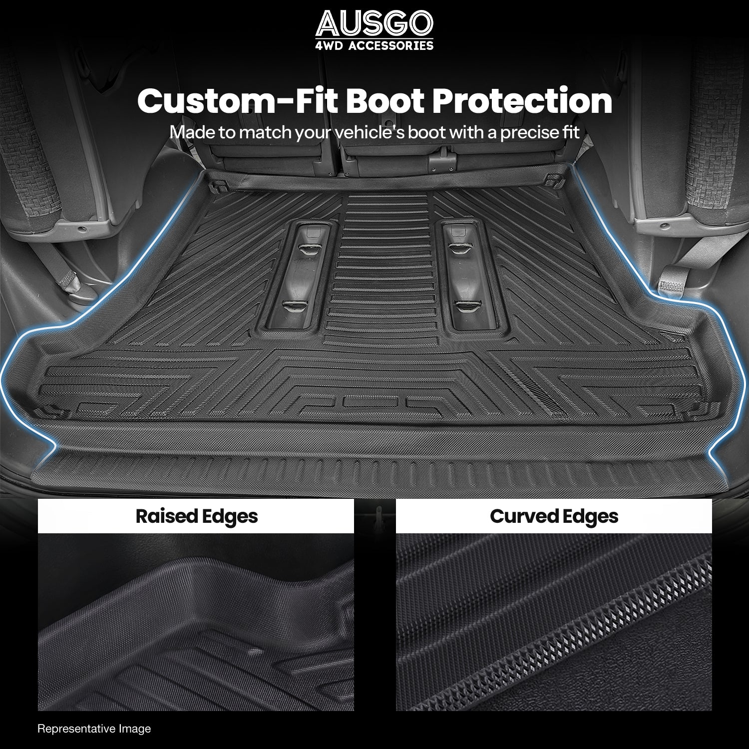 Boot Liner for Toyota Land Cruiser Prado 120 Series 2003-2009 | Inner Rear Step Panel  Coverage