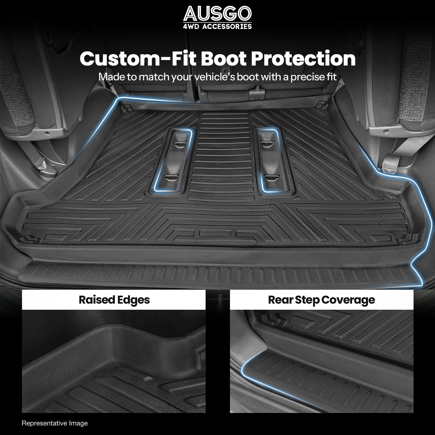 Boot Liner for Toyota Land Cruiser Prado 120 Series 2003-2009 | Inner Rear Step Panel Coverage