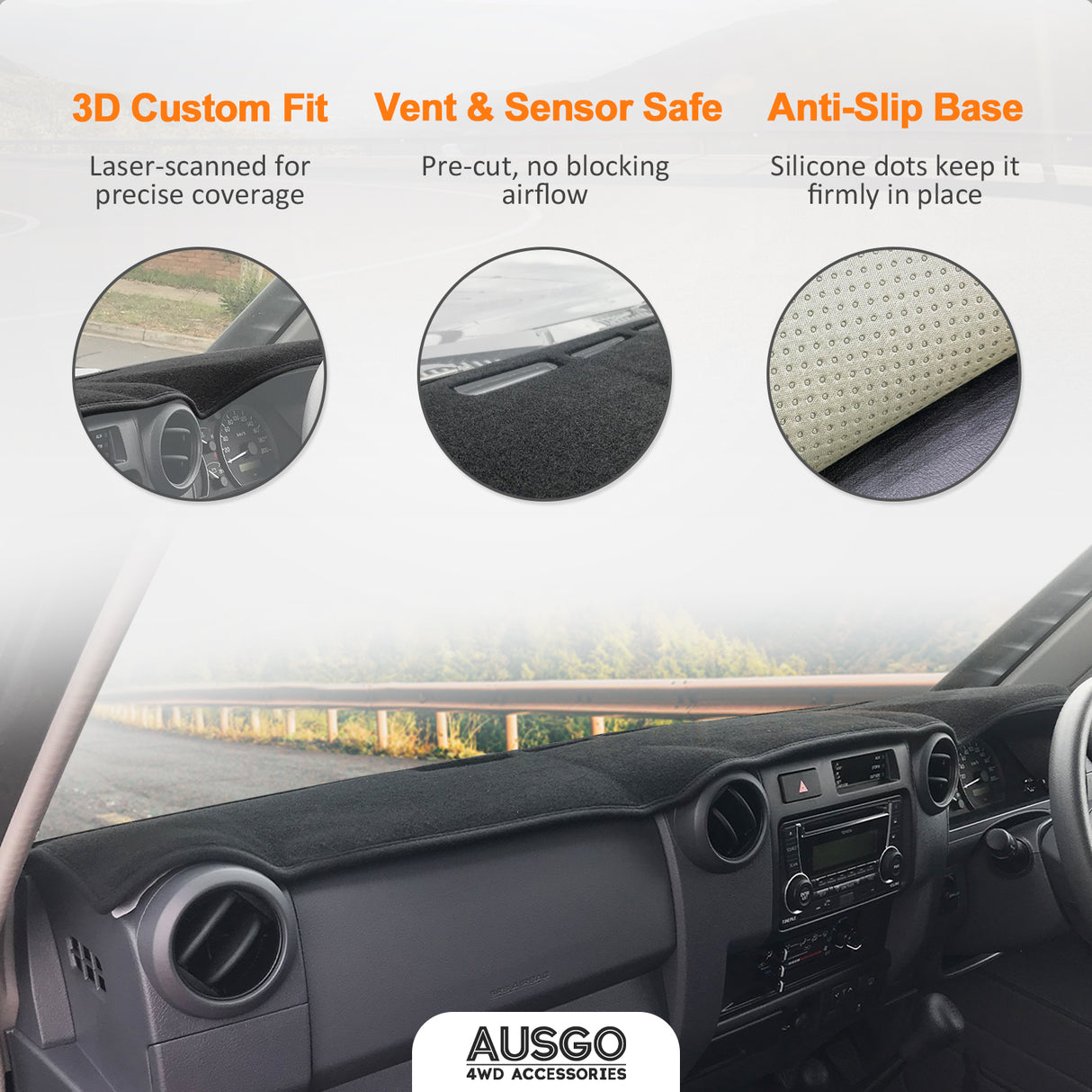Dash Mat for Toyota Land Cruiser 70 76 78 79 Series 2009-2023
