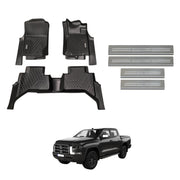 Car Floor Mats + Door Sill Protector for Mitsubishi Triton MV Dual Cab 2024-Onwards