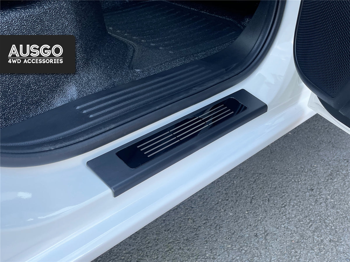 5D Injection Floor Mats + Black Door Sills Protector for Mazda BT-50 BT50 Dual Cab 2011-2020