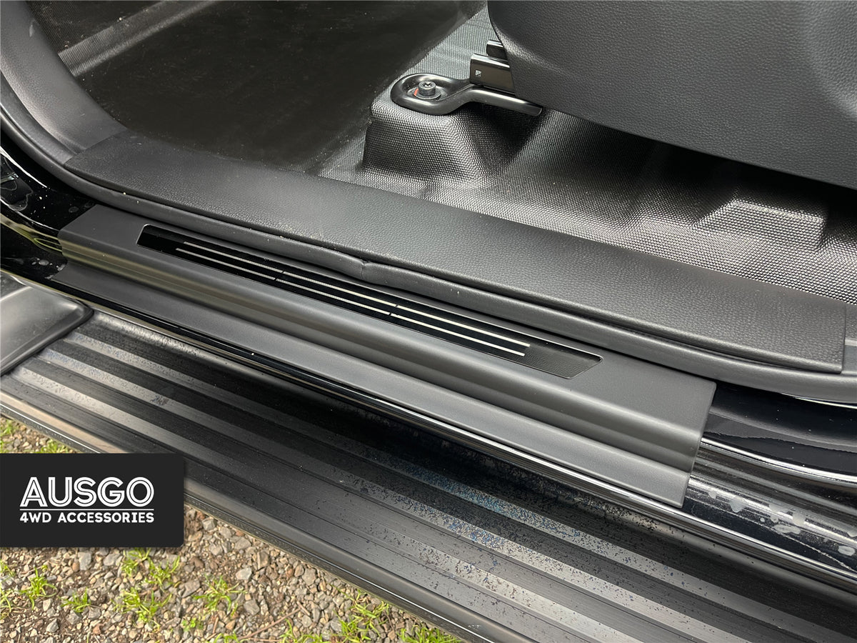 7D Injection Floor Mats + Black Door Sill Protector for ISUZU D-MAX DMAX Dual Cab 2020-Onwards