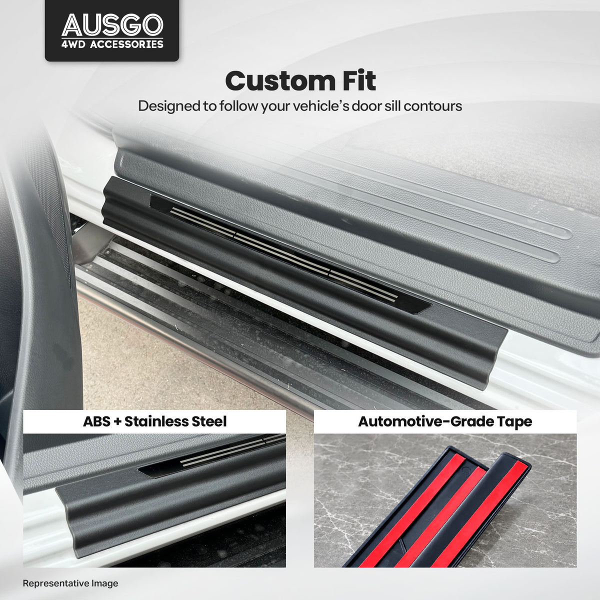 ABS Door Sill Protector for Mitsubishi Triton MQ MR Series Dual Cab 2015-2024