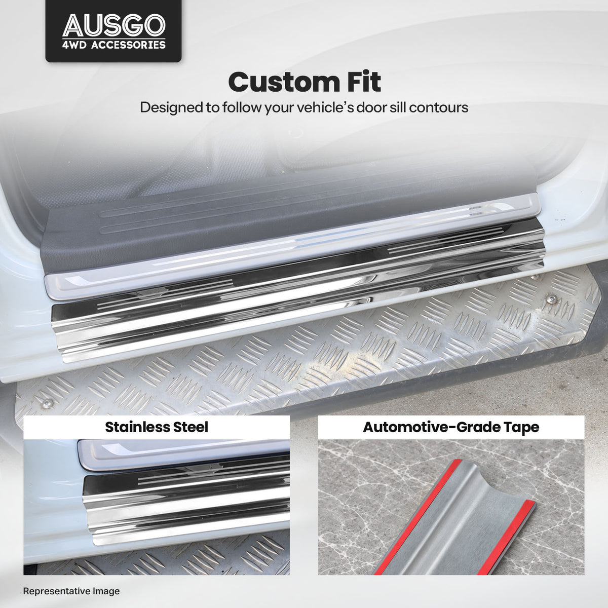 Stainless Door Sill Protector for Mitsubishi Triton Dual Cab 2015-2024