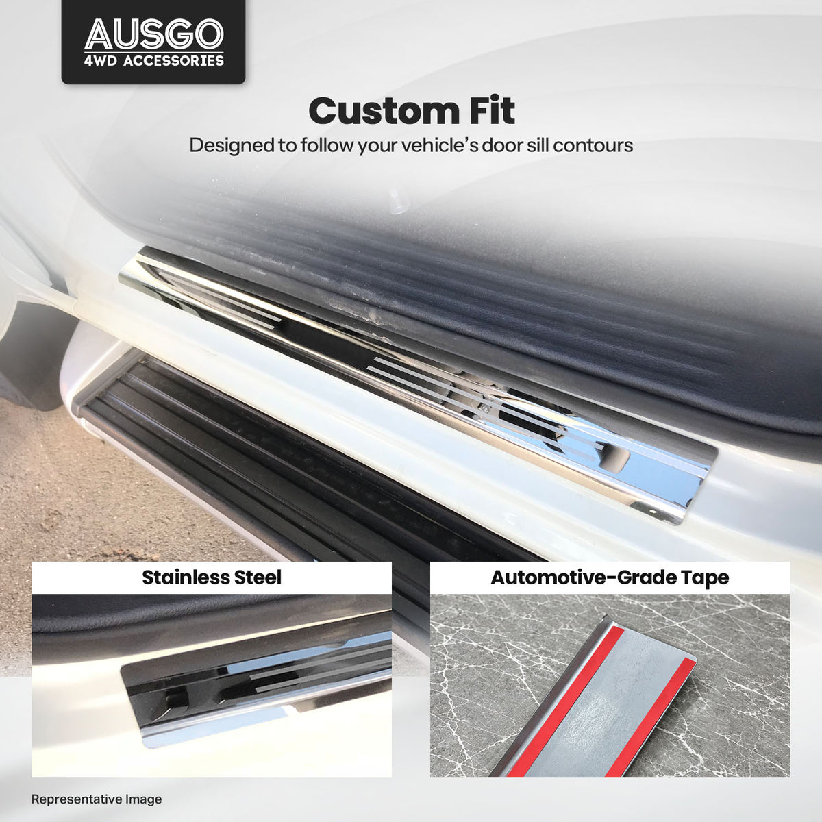 Stainless Door Sill Protector for Nissan Navara NP300 D23 Dual Cab 2015-2025