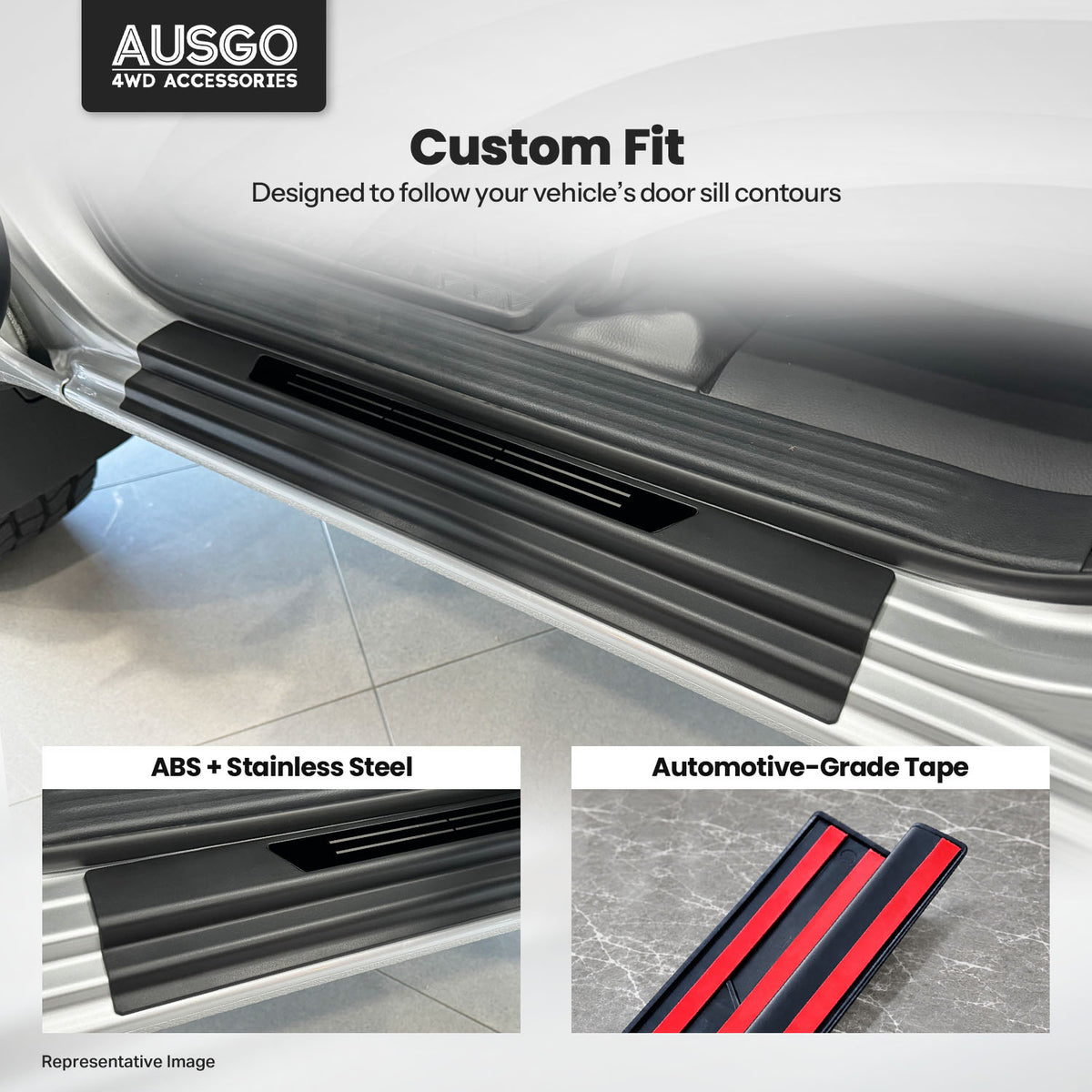 ABS Door Sill Protector for Nissan Navara NP300 D23 Dual Cab 2015-2025