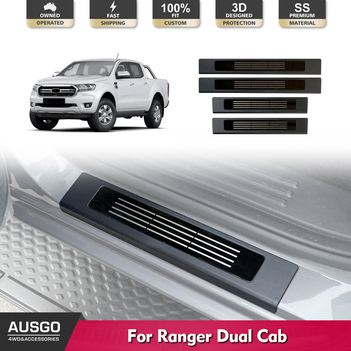 ABS Door Sill Protector for Ford Ranger 2011-2022
