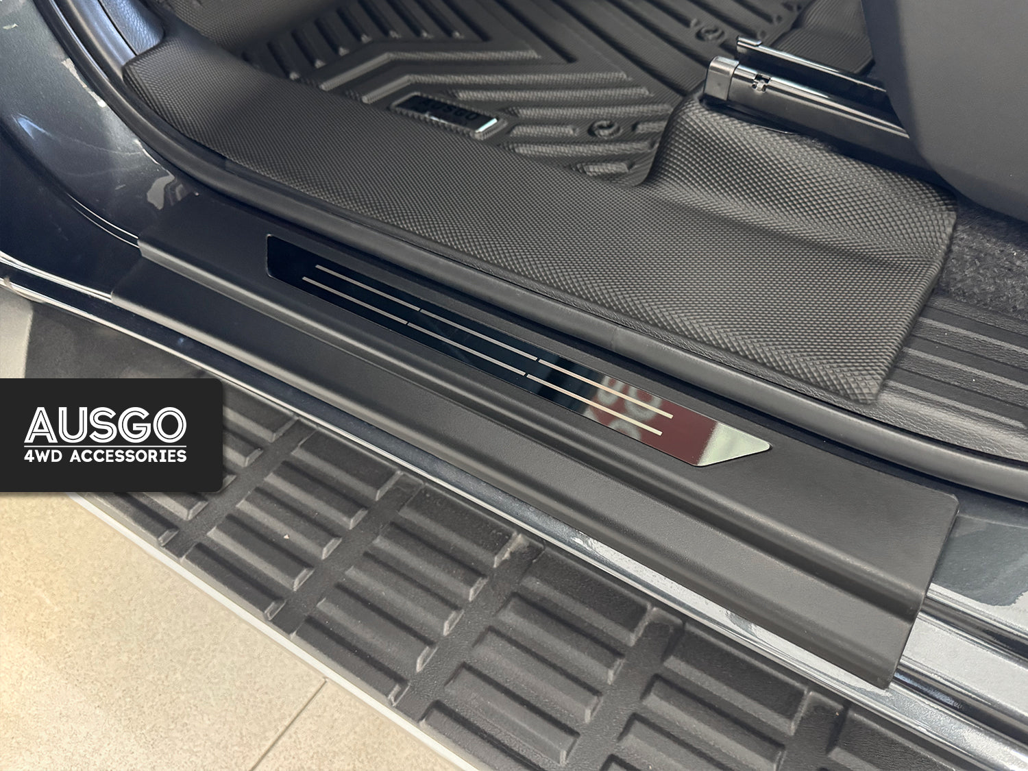 Car Floor Mats + Black Door Sill Protector for Nissan Navara D27 Dual Cab 2026-Onwards