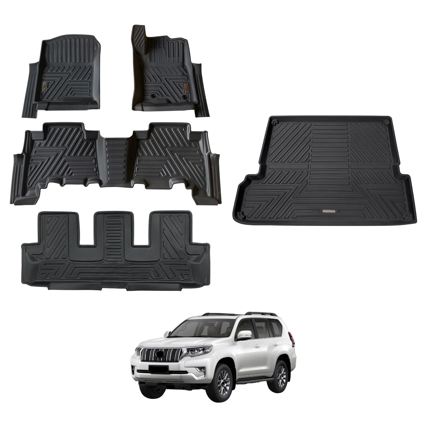 5D Car Floor Mats for Toyota Land Cruiser Prado 150 Series 7-Seat 2009-2024 (Auto Trans)