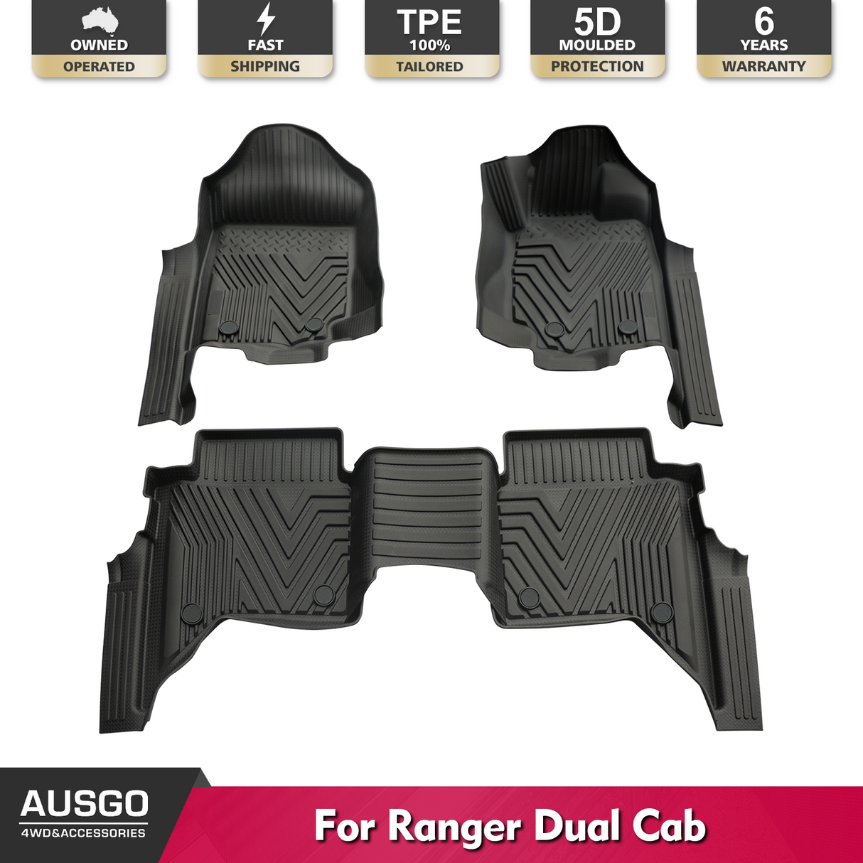 5D Car Floor Mats for Ford Ranger PX PX2 PX3 Series Dual Cab 2011-2022