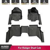 5D Car Floor Mats for Ford Ranger PX PX2 PX3 Series Dual Cab 2011-2022