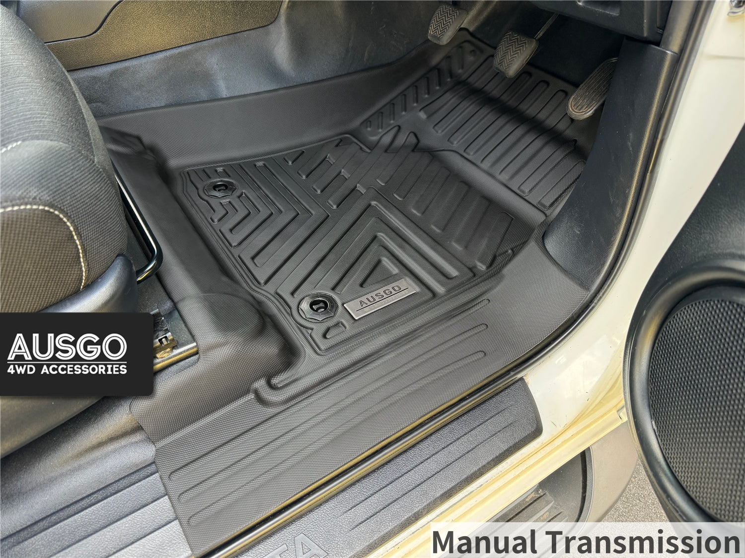 5D Injection Floor Mats + Black Door Sill Protector for Toyota Hilux Dual Cab 2015-Onwards