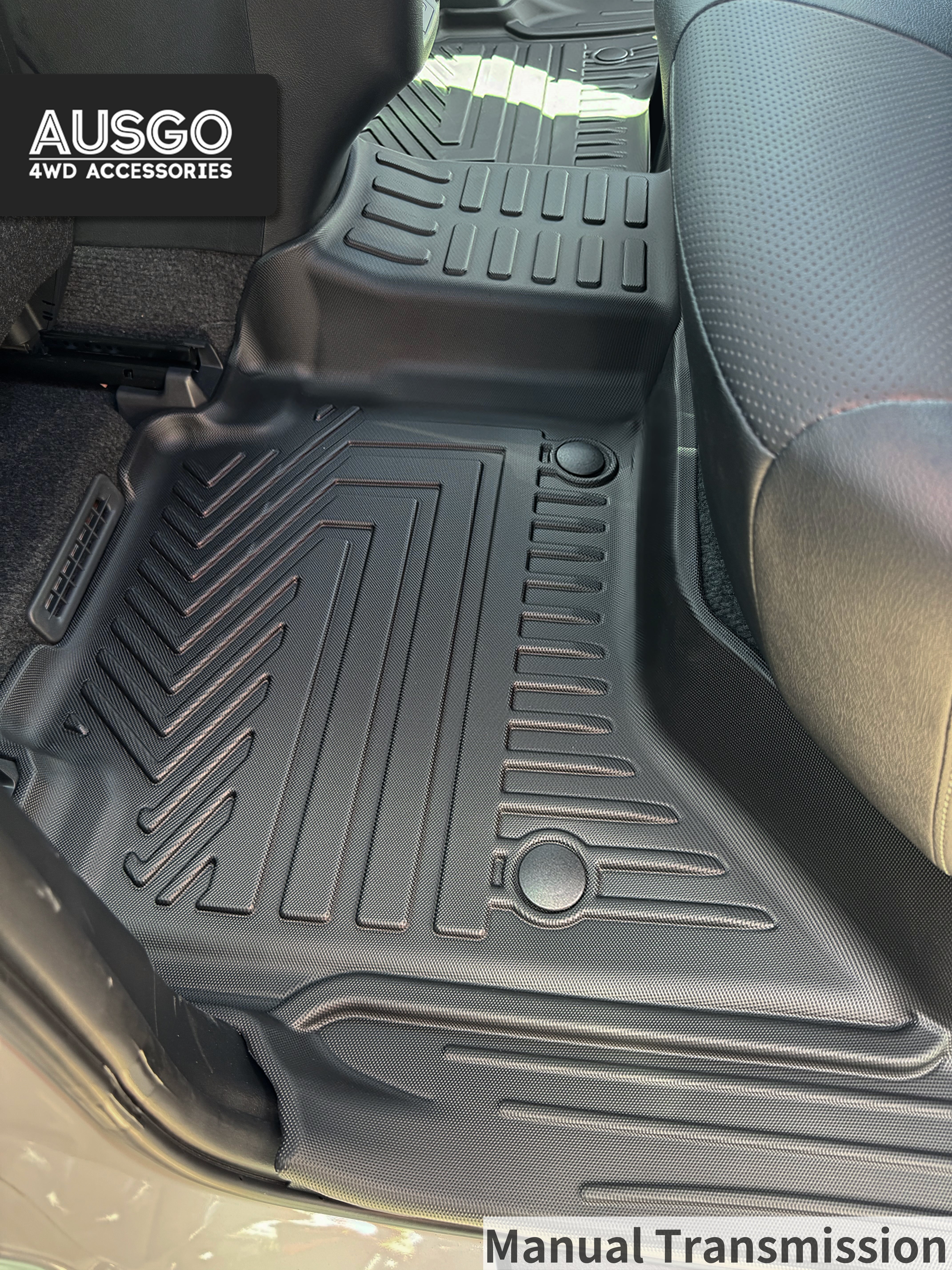 5D Injection Floor Mats + Black Door Sill Protector for Toyota Hilux Dual Cab 2015-Onwards