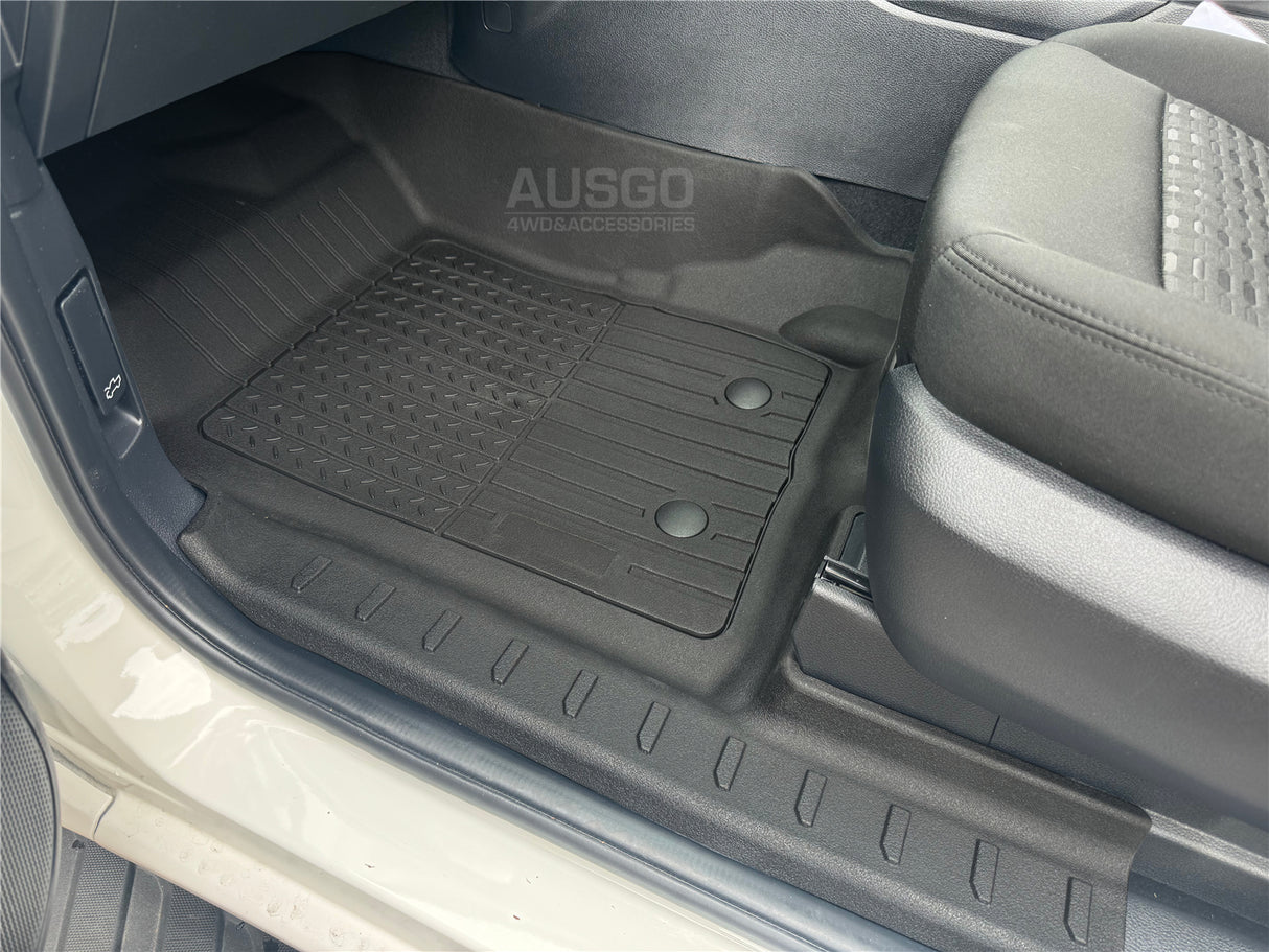 7D Injection Floor Mats + Black Door Sill Protector for Volkswagen Amarok Next-Gen NF Dual Cab 2023-Onwards
