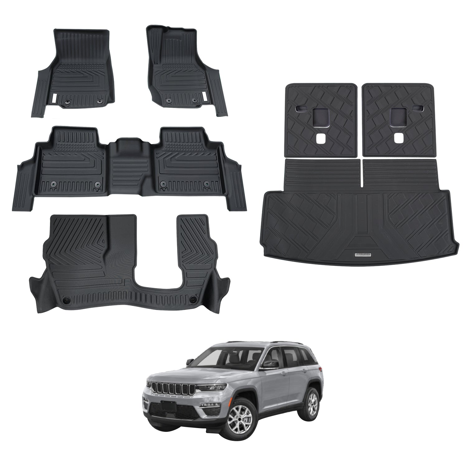 5D Car Floor Mats for Jeep Grand Cherokee L WL Series 7 Seats 2021-Onwards