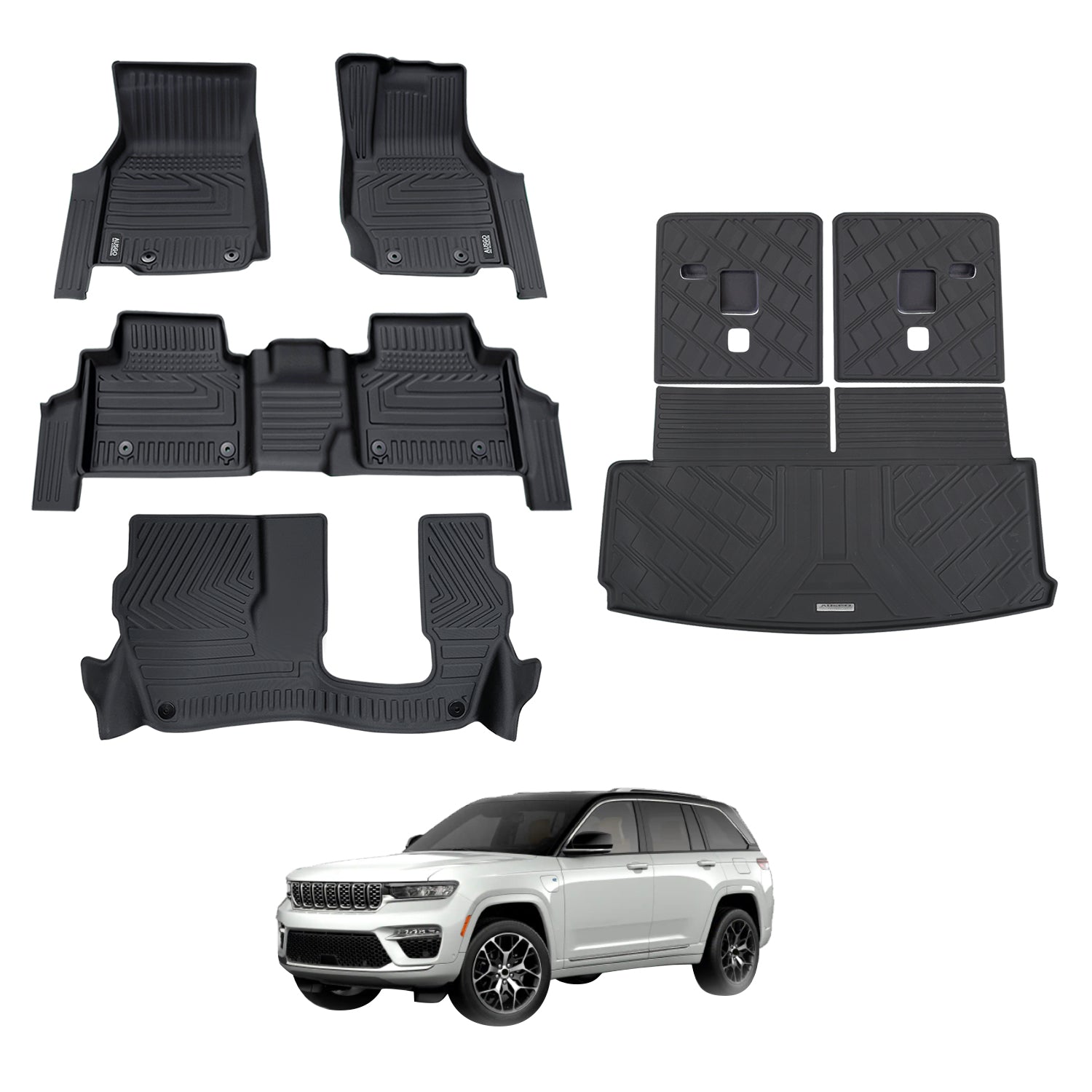 5D Car Floor Mats for Jeep Grand Cherokee L WL Series 7-Seat 2021-Onwards