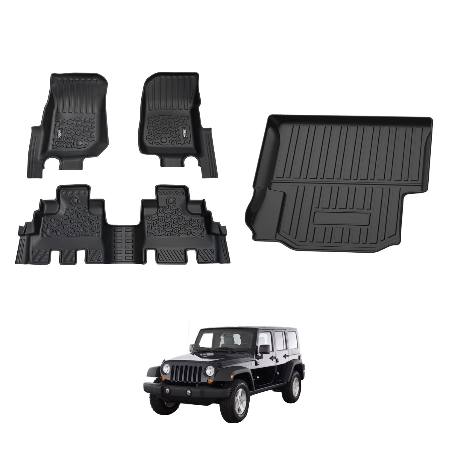 5D Car Floor Mats for Jeep Wrangler JK Series 4Door 2007-2011