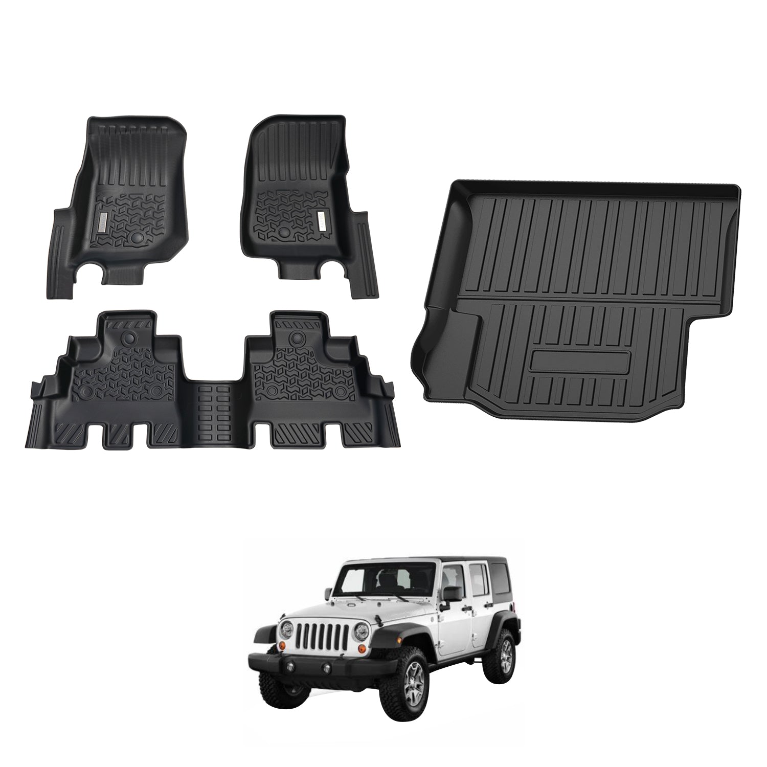 5D Car Floor Mats for Jeep Wrangler JK Series 4Door 2012-2018