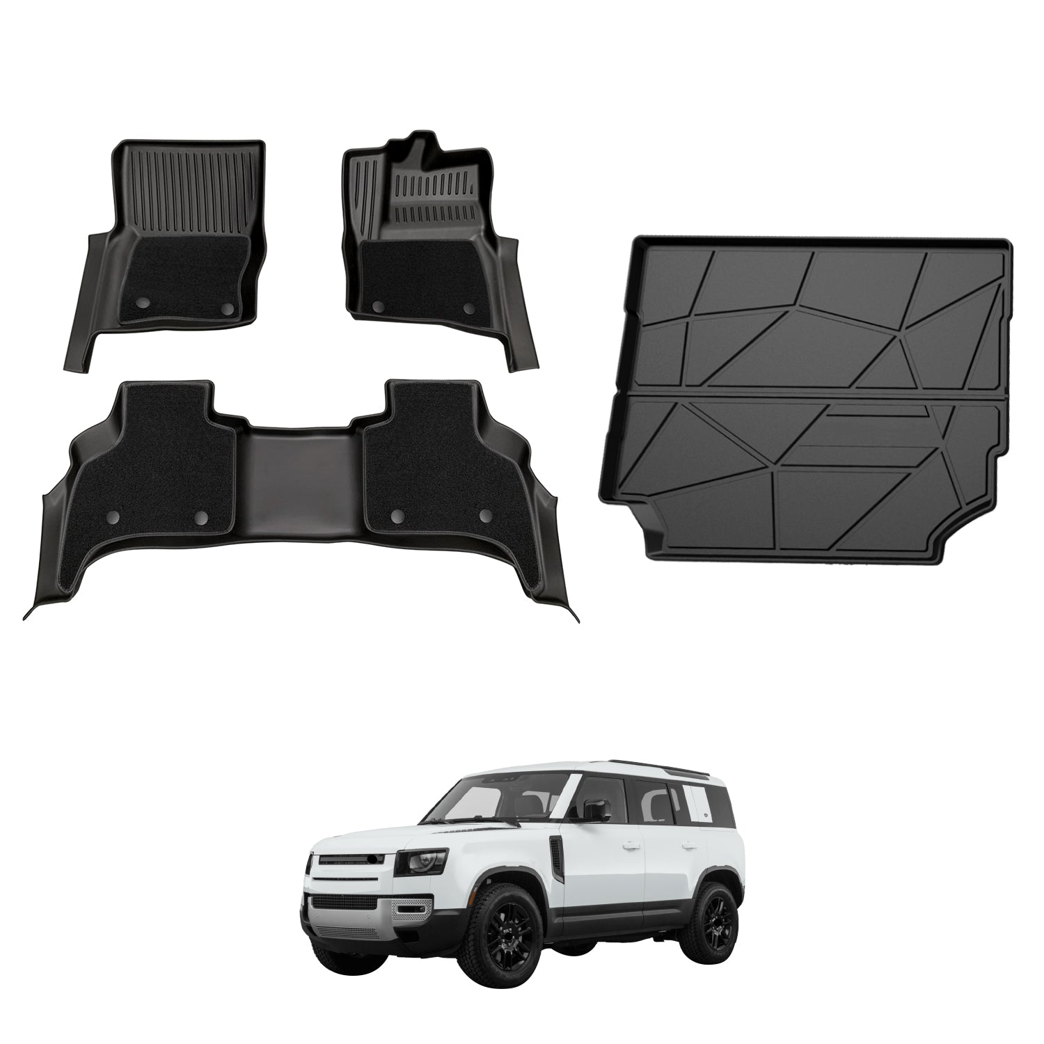 Double-Layer Car Floor Mats for Land Rover Defender L663 Series 110 5 Seats 2020-Onwards