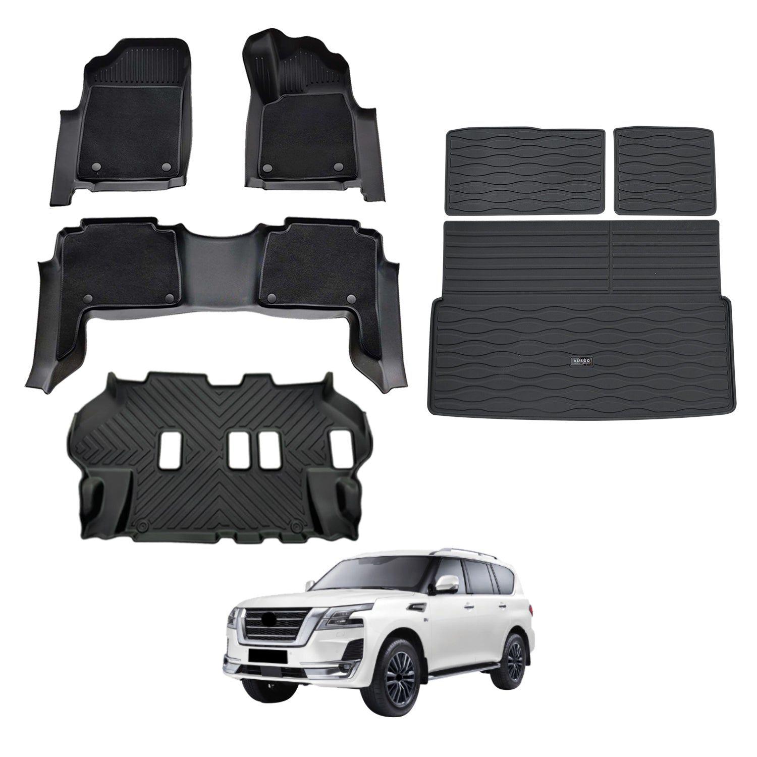 Double-Layer Car Floor Mats for Nissan Patrol Y62 2012-Onwards