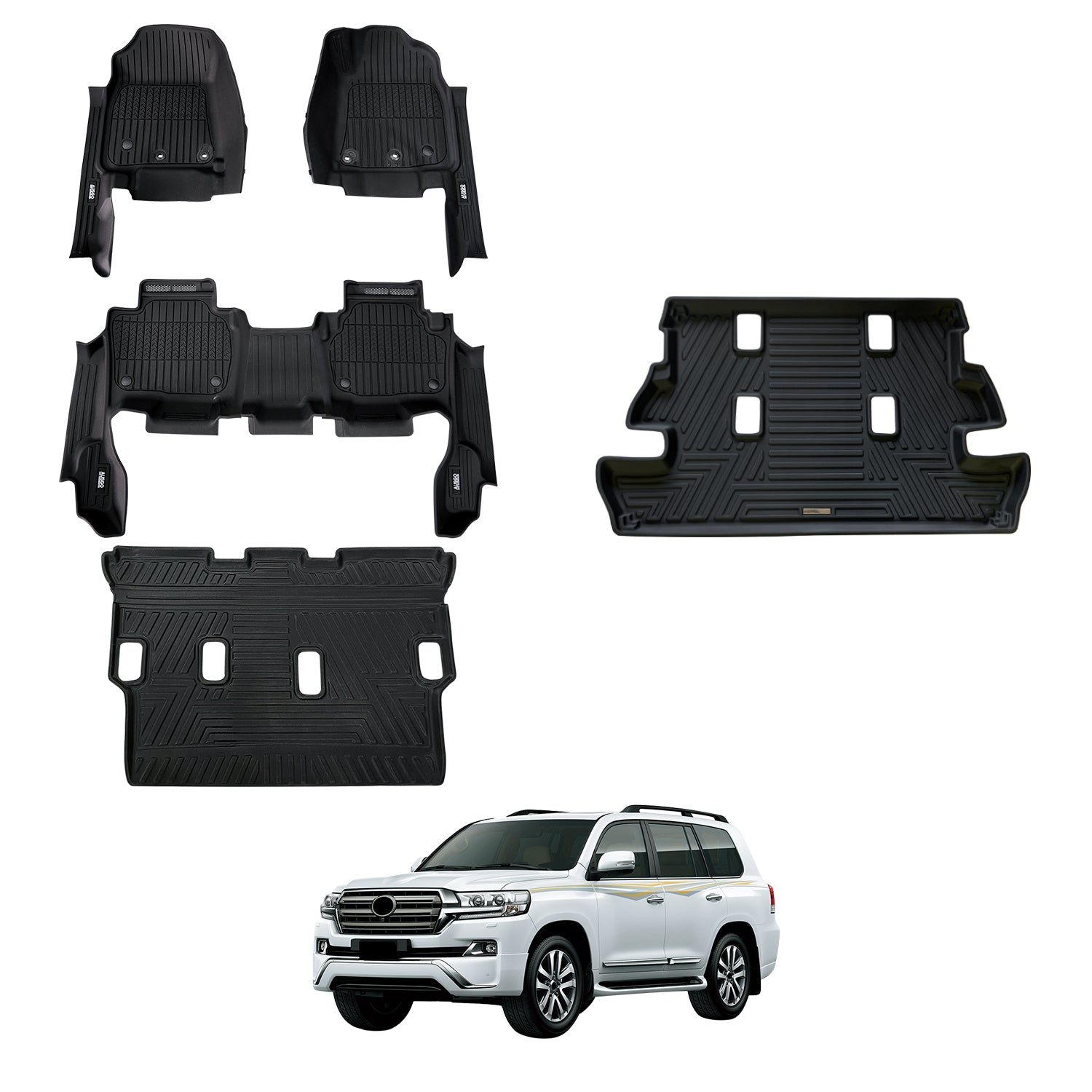 7D Injection Floor Mats for Toyota Land Cruiser 200 Series Altitude / VX / Sahara 2012-2021