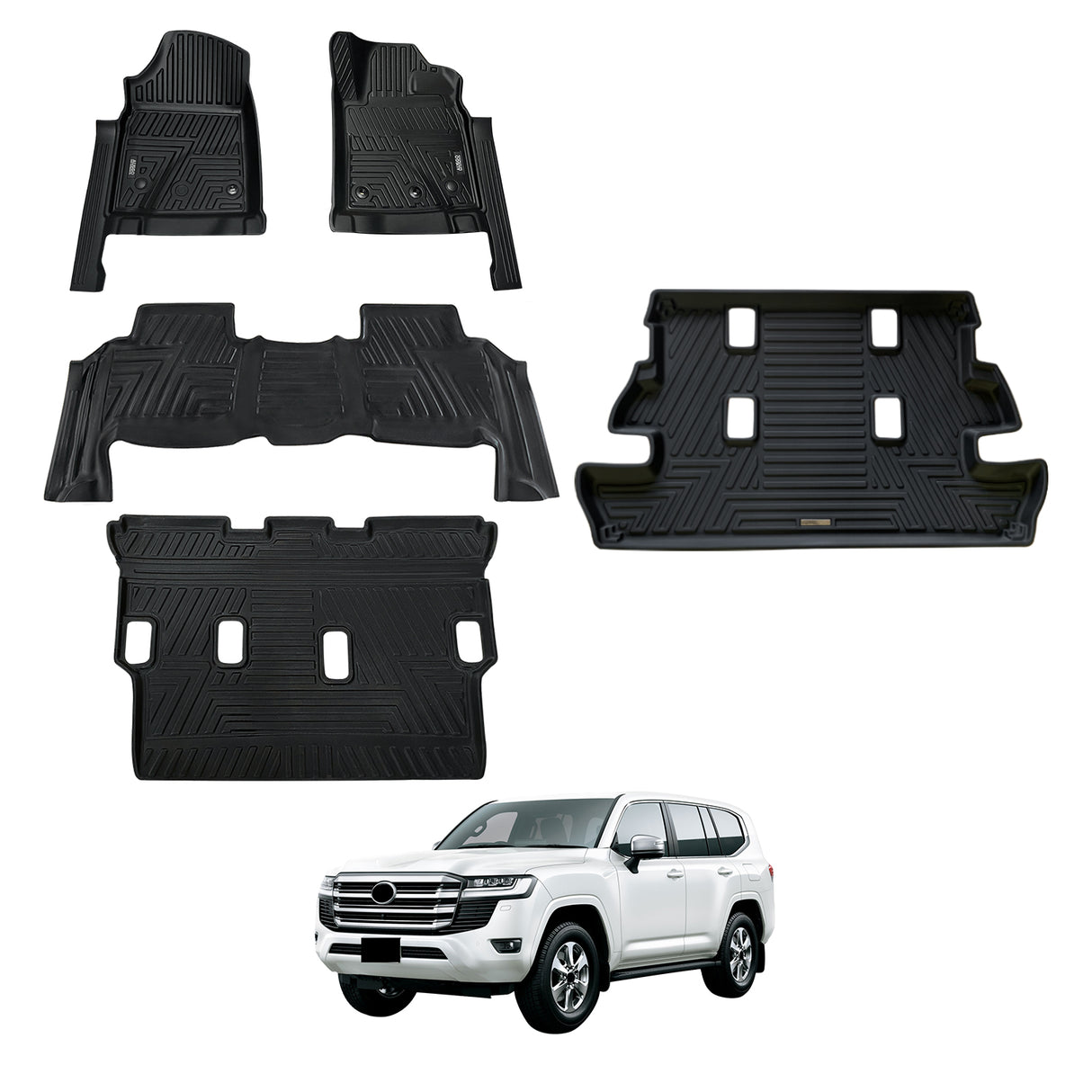 5D Moulded Car Floor Mats for Toyota LandCruiser 200 LC200 2012-2021