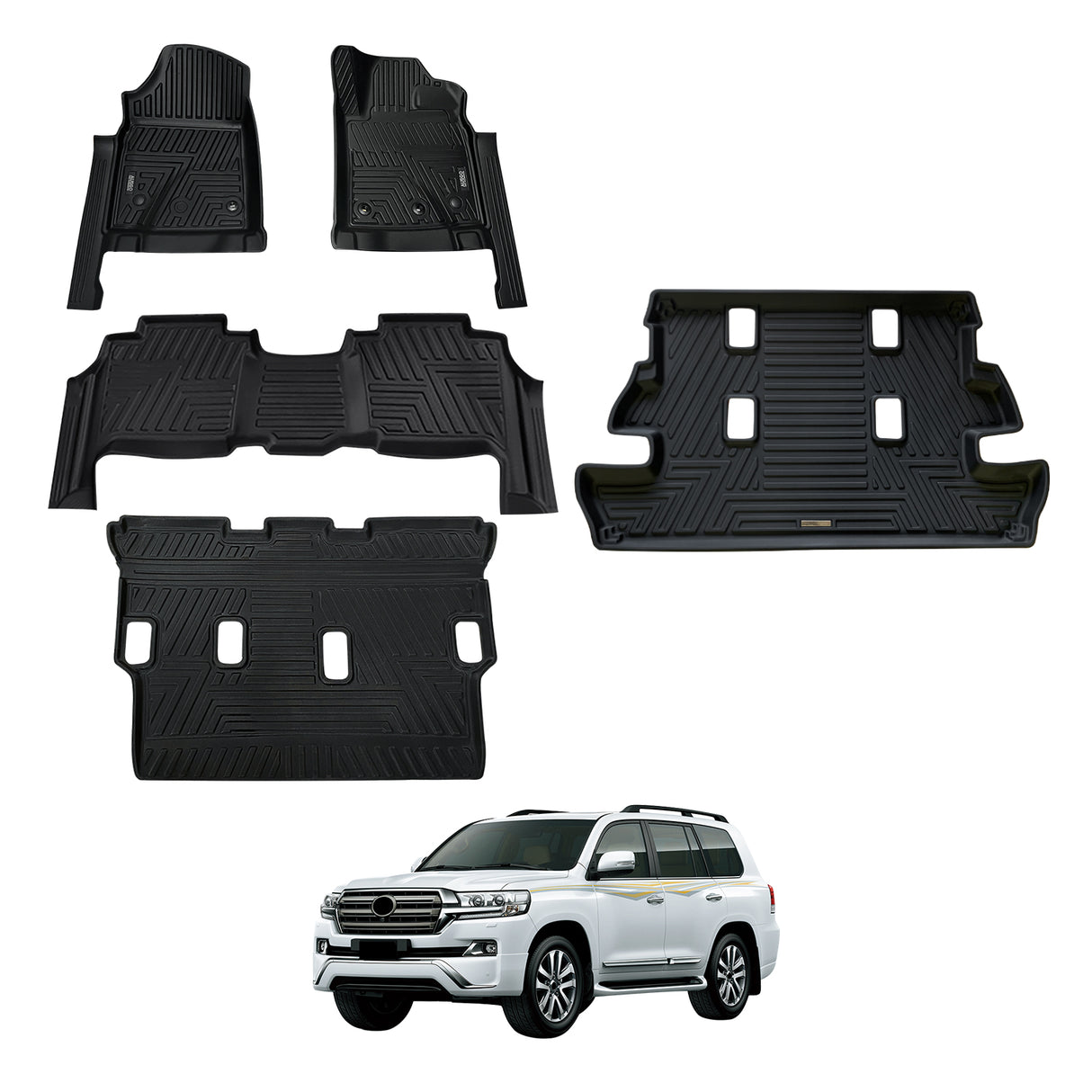 5D Moulded Car Floor Mats for Toyota LandCruiser 200 LC200 2012-2021