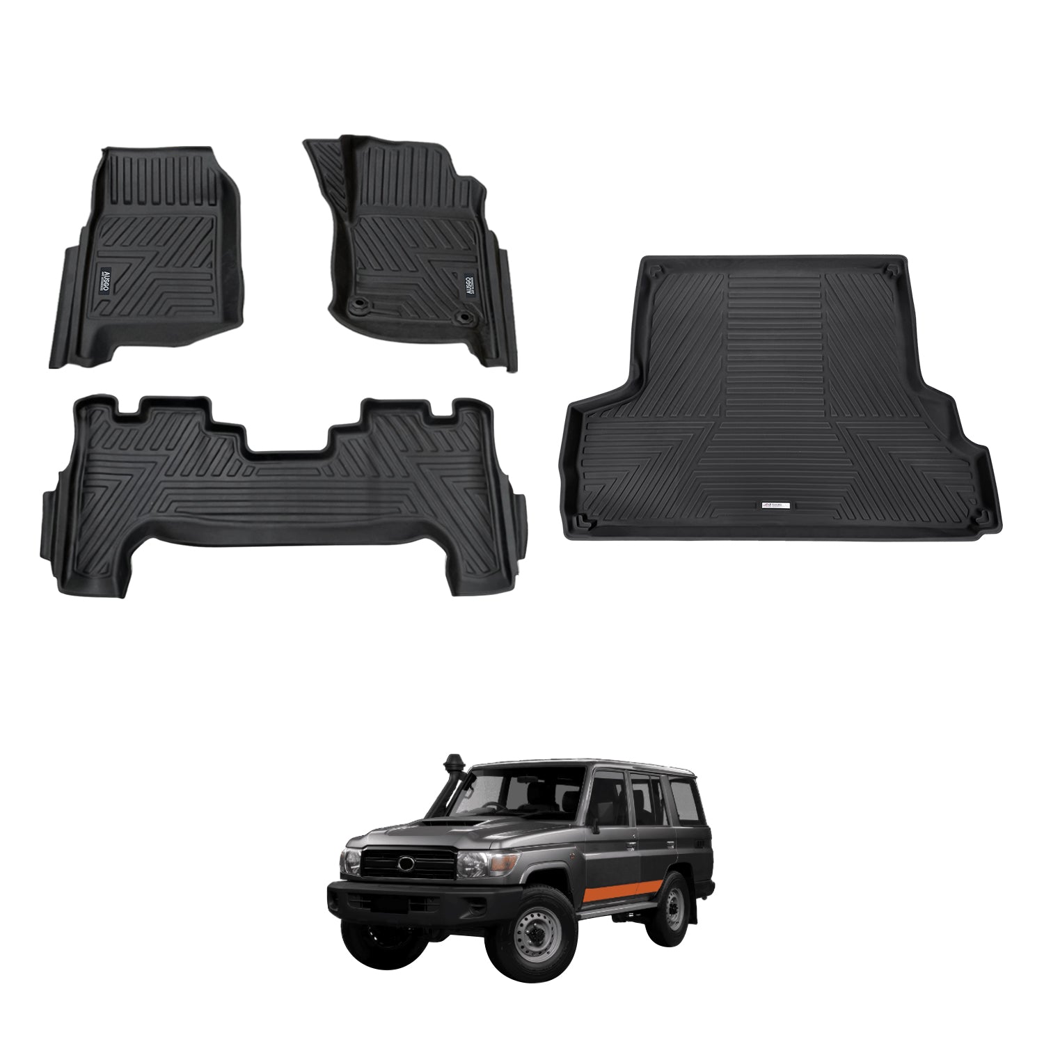 5D Moulded Car Floor Mats for Toyota Land Cruiser 76 Series 2012-2023
